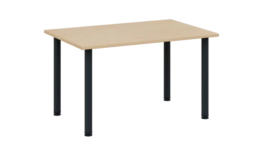 CRTR 120 jídelní stůl, kovová podnož černá, deska 25 mm, 1194x800 mm, bříza světlá